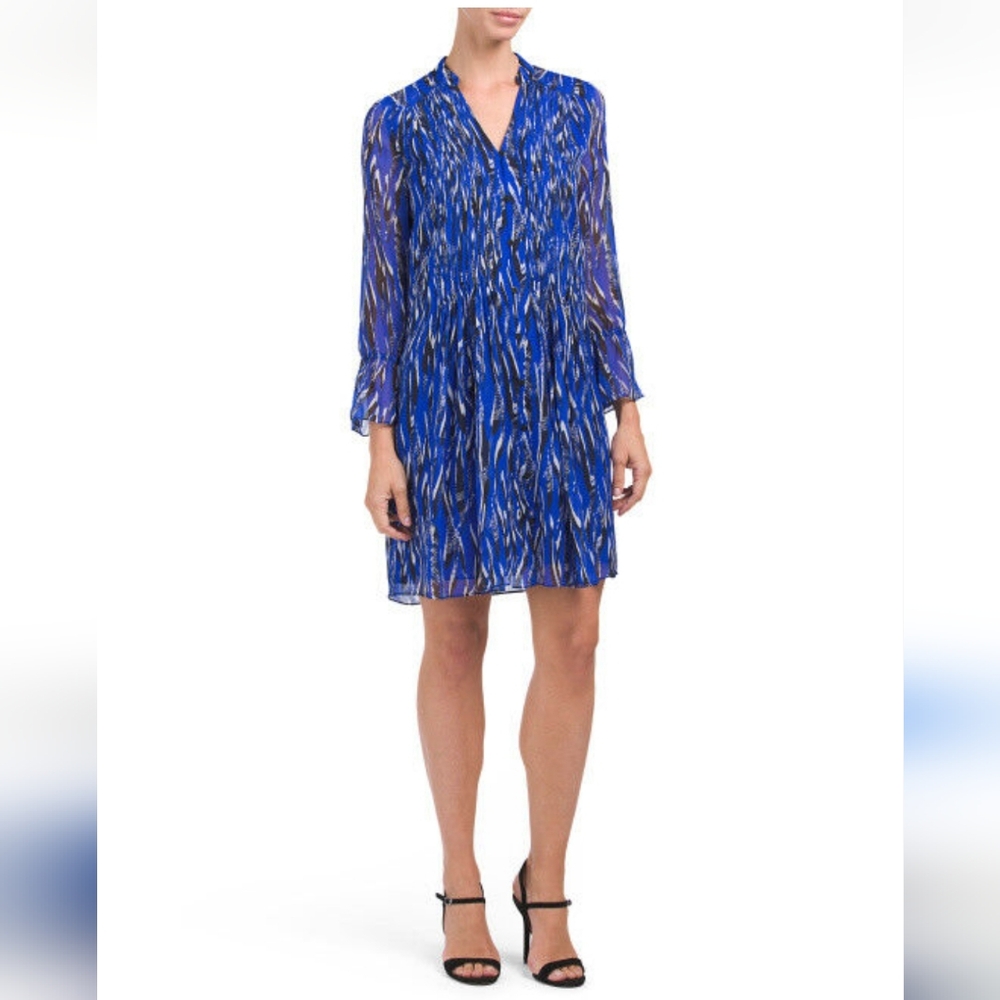 DVF Diane Von Furstenberg dress BLUE Long Sleeve Sz 0